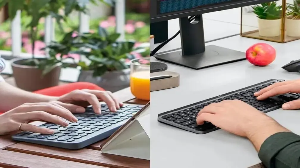 تصویر تایپ کردن با کیبورد سیستم روی میز کار